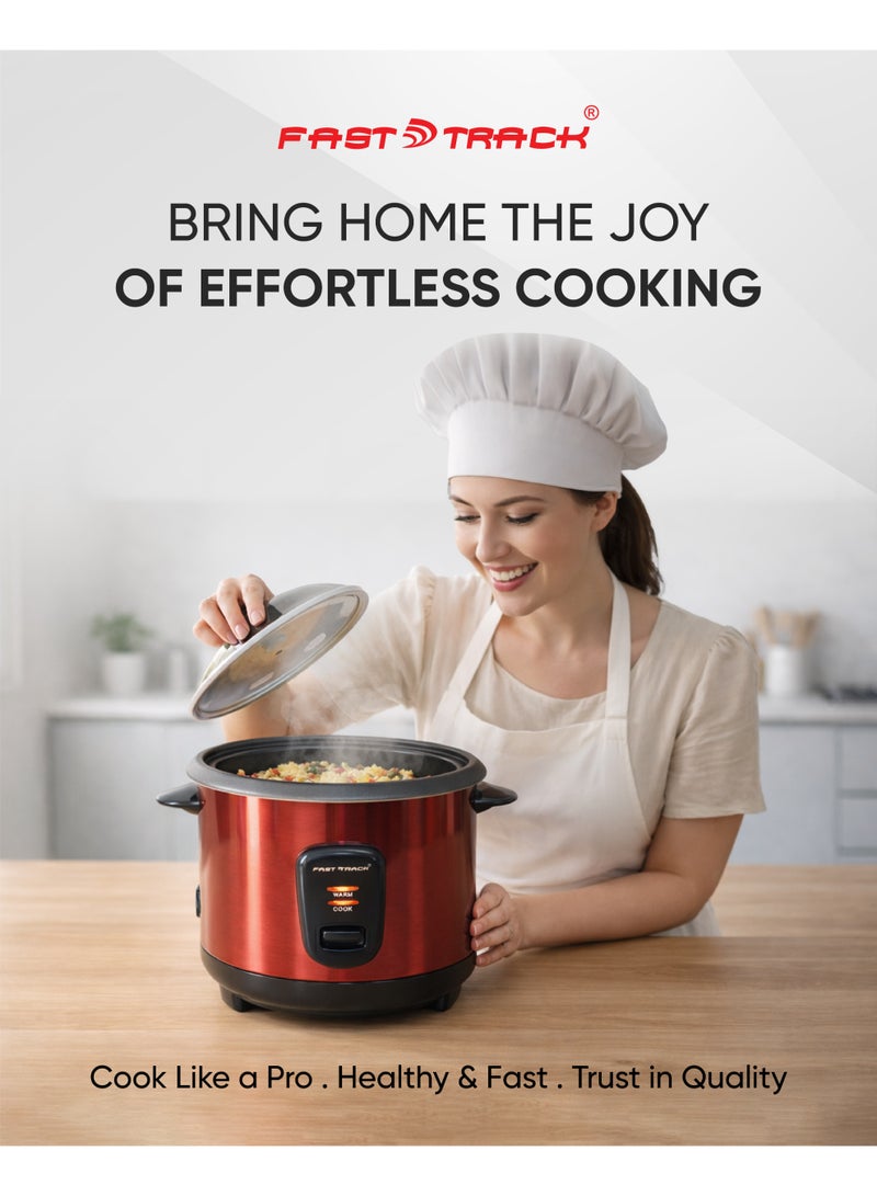 فاست تراك طباخ أرز أوتوماتيكي 1 لتر | طهي وتبخير + إبقاء دافئ | 400 واط | قدر غير لاصق | أحمر - Image 5